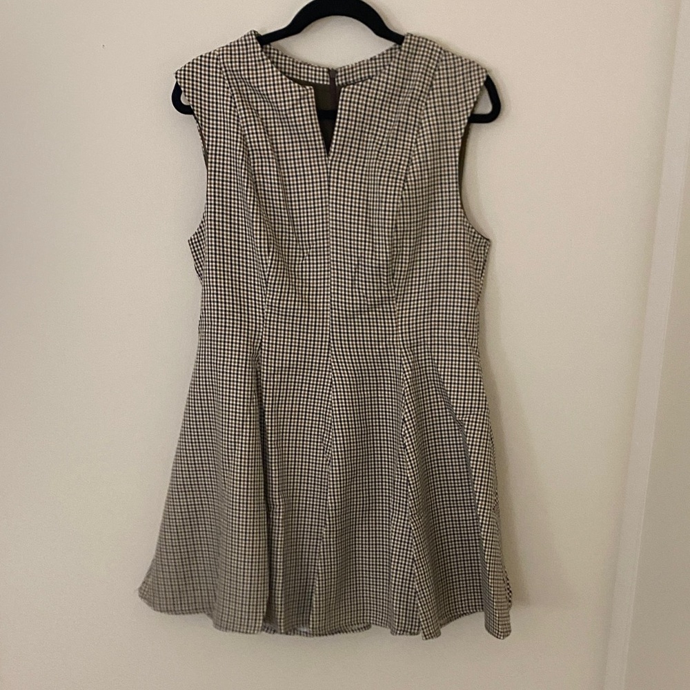 Cider Black, Brown, and White Checkered Mini Dress - Picture 2 of 6